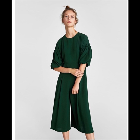 Puffy Sleeve Dress Green